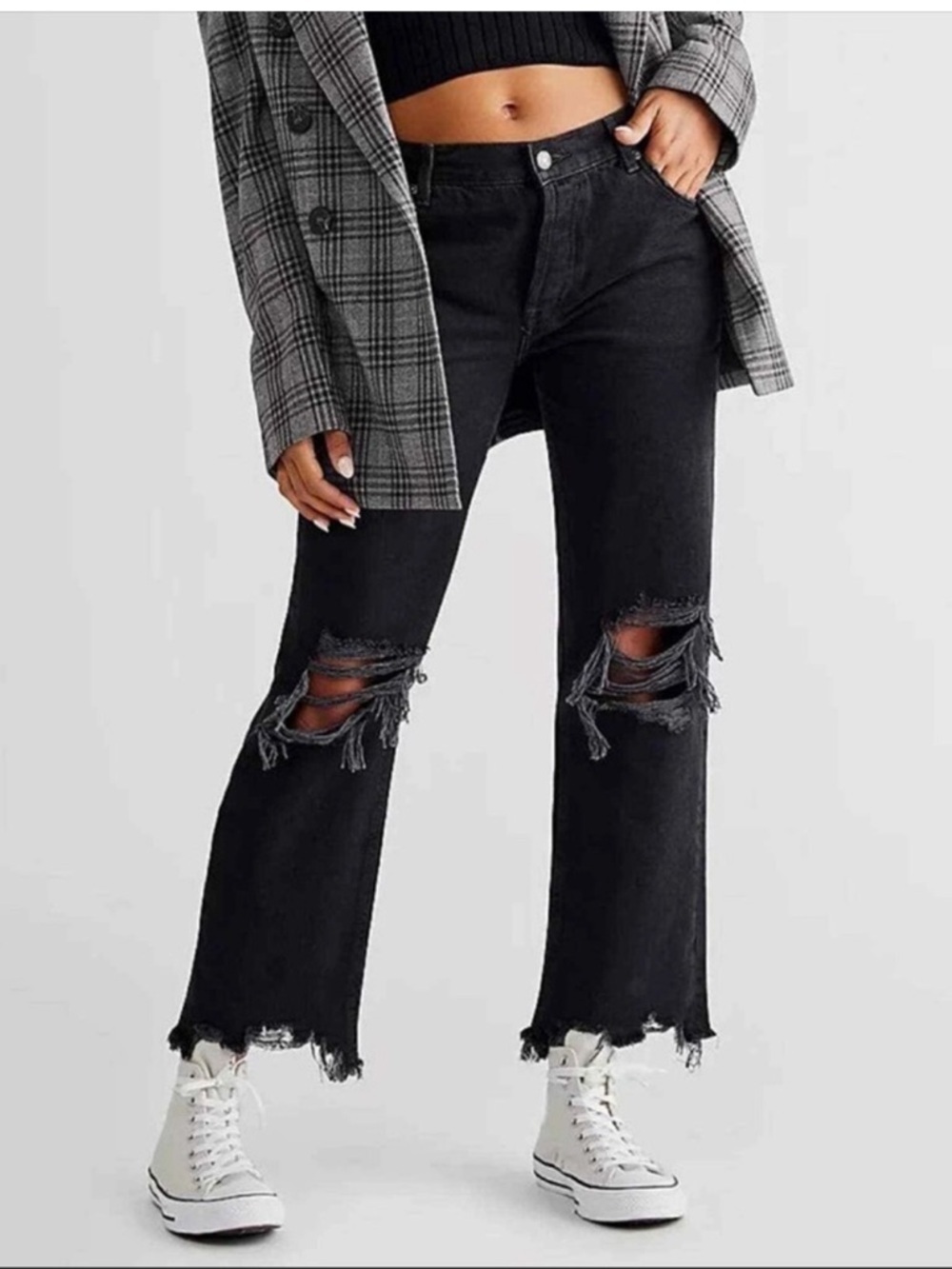 Free People We The Free Maggie Mid-Rise Straight-Leg Jeans Washed Black 28